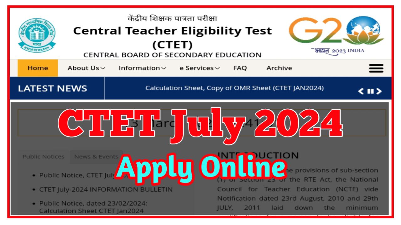 CTET July 2024 Online Apply