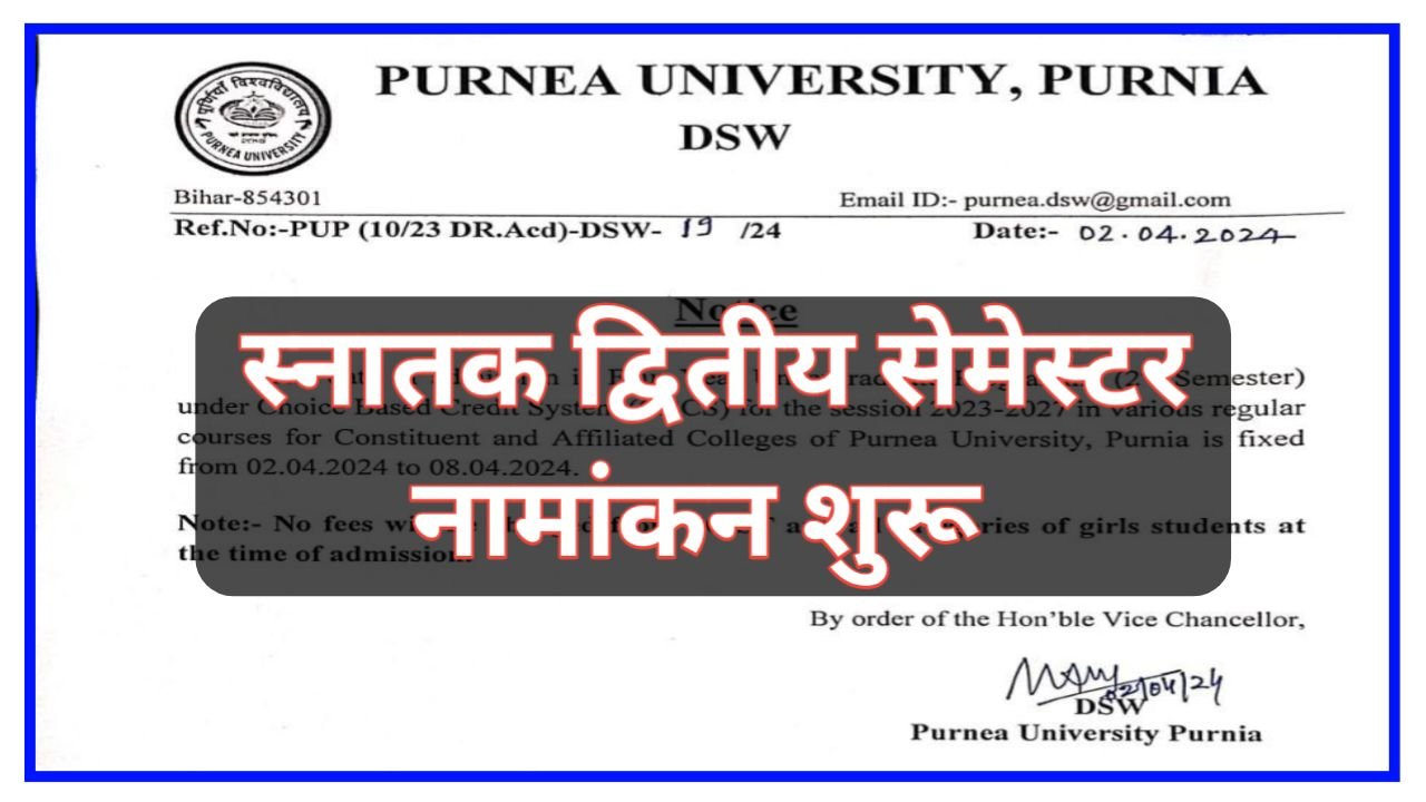 Purnea University UG 2nd Sem Addmission