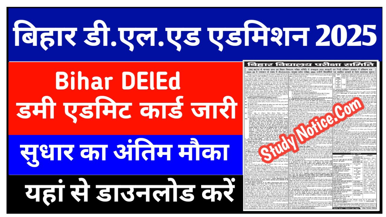 Bihar DElEd Dummy Admit Card 2025 Download