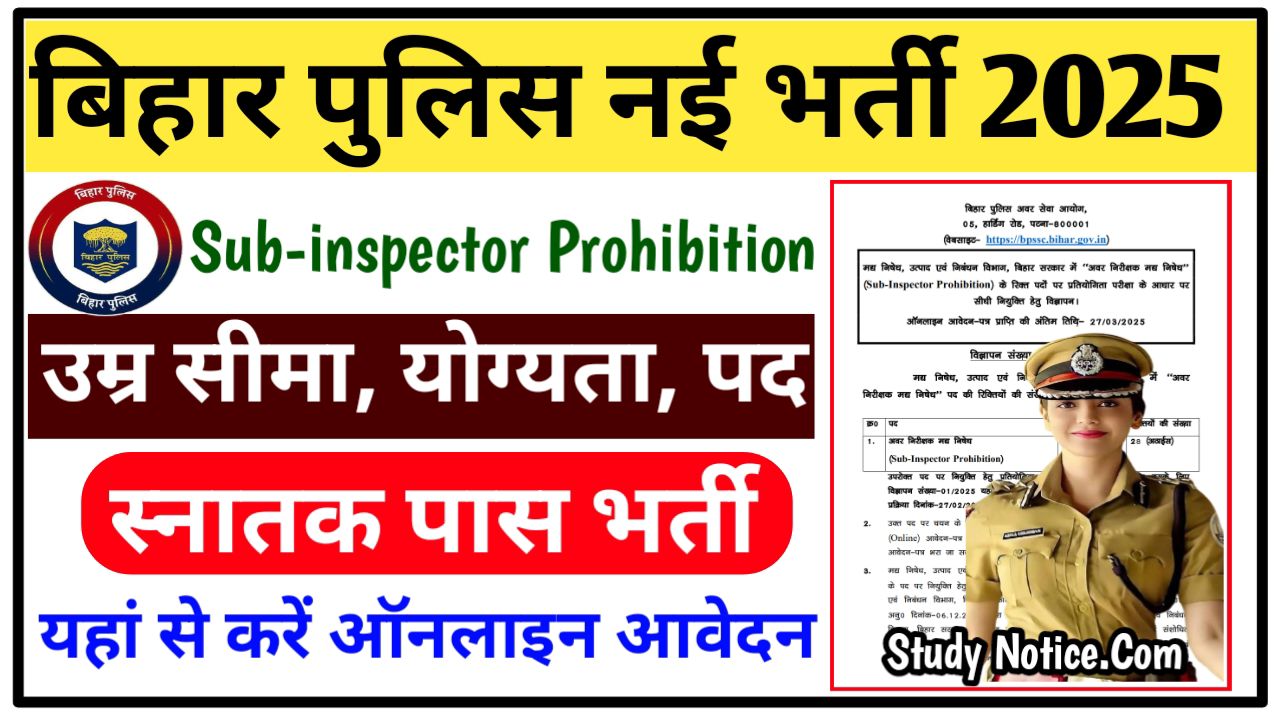 Bihar Police Sub-inspector Prohibition Vacancy 2025